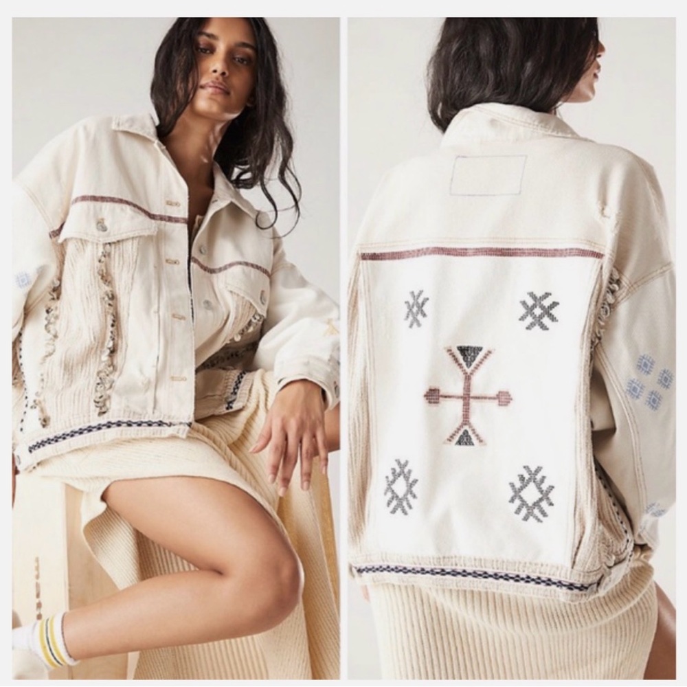 Free People Winter Cactus Denim Jacket